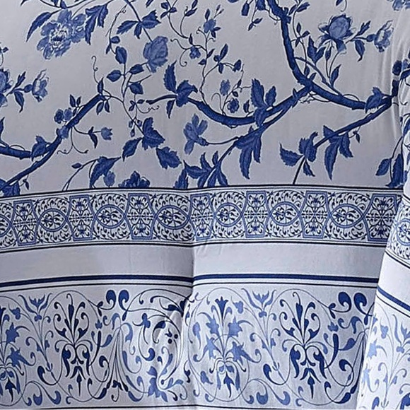 Laura Ashley Charlotte Blue Cotton Duvet Cover Set Blue Twin - Picture 3 of 7